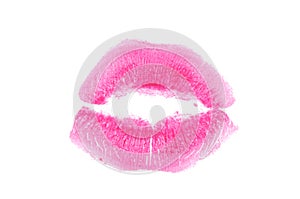 Isolating the imprint of lips on a white background.