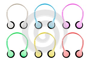 Isolation With Clipping Path Of Pastel Colored Headphones On White Background photo