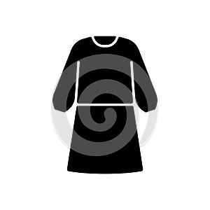 Isolation gown black glyph icon