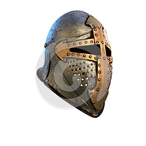 Isolation Helmet Medieval Suit Of Armour On A White Background 3d illustration
