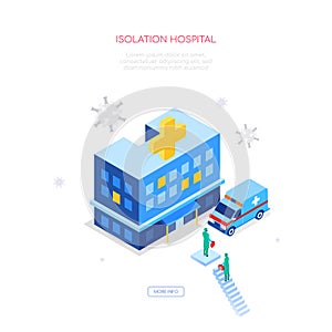 Isolation hospital - modern colorful isometric web banner