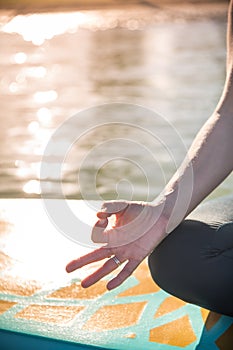 Isolation of womans hand in namaste gratitude