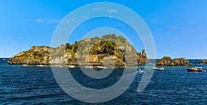 The Isole dei Ciclopi island and stacks offshore Aci Trezza, Sicily