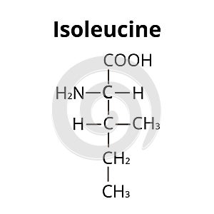 Isoleucine amino acid. Chemical molecular formula isoleucine amino acid. Vector illustration on isolated background