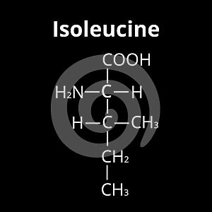 Isoleucine amino acid. Chemical molecular formula isoleucine amino acid. Vector illustration on isolated background