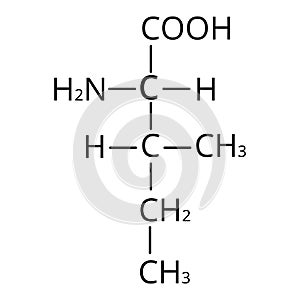 Isoleucine amino acid. Chemical molecular formula isoleucine amino acid. Vector illustration on isolated background