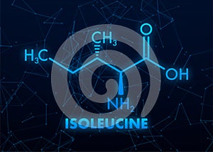Isoleucine amino acid. Chemical molecular formula. Vector illustration.