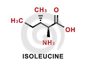 Isoleucine chemical formula. Isoleucine chemical molecular structure. Vector illustration