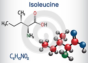 Isoleucine L- isoleucine , Ile, I amino acid molecule. It is used in the biosynthesis of proteins. Structural chemical formula
