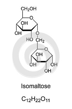 Isomaltose, a disaccharide, chemical structure and formula