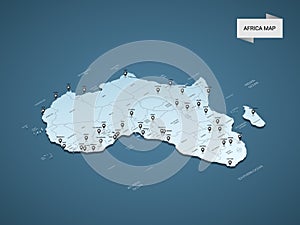 Isometric 3D Africa vector map concept.