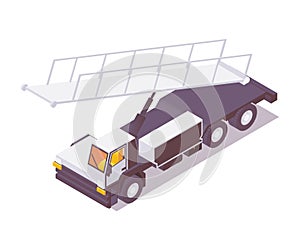 Isometric 3d baggage belt loader on airplane. Front view