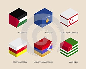 Isometric 3d boxes with flags