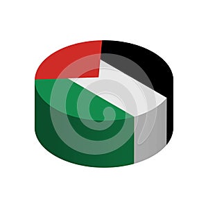 Isometric 3D circle vector flag of Palestine