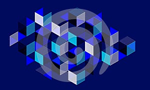 Isometric 3D cubes vector abstract geometric background, abstraction art polygonal graphic design wallpaper, cubic shapes and