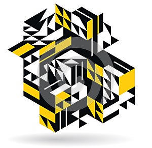 Isometric 3D cubes vector abstract geometric background, yellow abstraction art architecture city buildings theme, cubic shapes