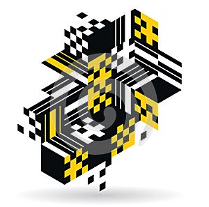 Isometric 3D cubes vector abstract geometric background, yellow abstraction art architecture city buildings theme, cubic shapes