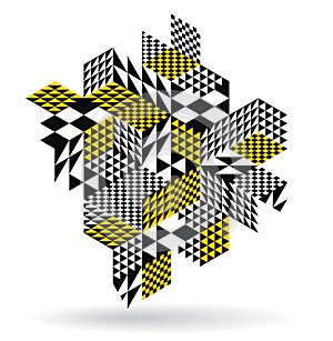 Isometric 3D cubes vector abstract geometric background, yellow abstraction art architecture city buildings theme, cubic shapes