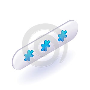 Isometric 3D icon asterisks are a hidden password symbol. Field for entering a password. Cartoon minimal style. Vector