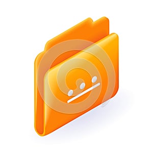 Isometric 3D icon empty yellow folder for files. Cartoon minimal style. Vector for website