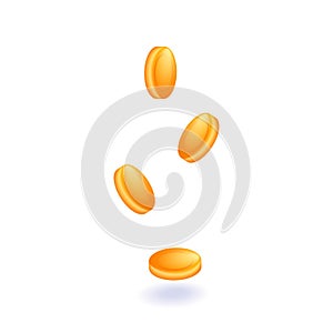 Isometric 3D icons falling gold coins. Cash. Wealth. Vector for website