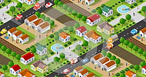 An isometric 3D illustration view of a cottage townhouse bungalow