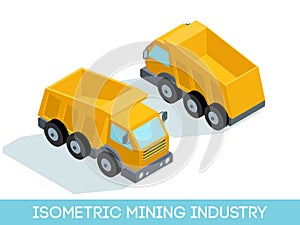 Isometric 3D mining industry icons set 6 image of mining equipment and vehicles isolated on a light background vector illustration