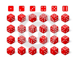 Isometric 3d red dice set