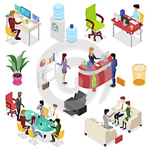 Isometric 3D set corporate office life