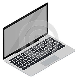 Isometric 3d vector illustration of open laptop isolated on white.