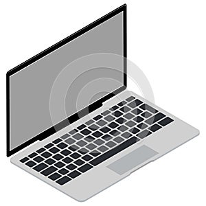 Isometric 3d vector illustration of open laptop isolated on white.