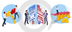 Isometric AB testing, comparison concept. Split Testing web page comparing. Website Split test. Split Testing - AB