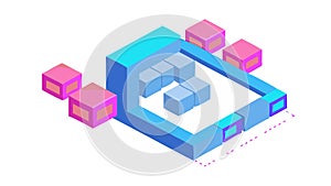 Isometric Abstract Data Blocks Vector. Technology, Information, and Structure, vector design Generative AI