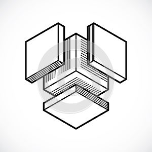 Isometric abstract vector dimensional shape, polygonal figure