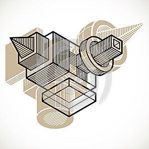 Isometric abstract vector dimensional shape, polygonal figure