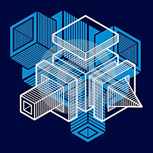 Isometric abstract vector dimensional shape, polygonal figure
