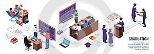 Isometric Academic Graduation Infographics
