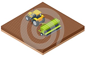 Isometric Agricultural Cultivator. A cultivator is a piece of agricultural equipment used for secondary tillage. Tractor