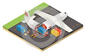 Isometric Aircraft Shipment Process Template