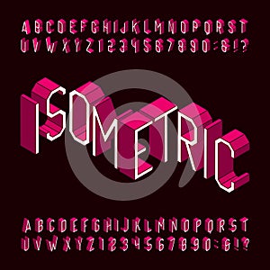 Isometric alphabet font. 3D letters and numbers.