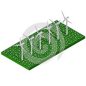 Isometric alternative eco green energy. Wind turbine