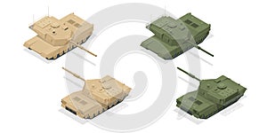 Isometrisch amerikanisch hauptsächlich Schlacht Panzer12  symbole auf weiß hoch Vektor illustrationen. schwer 