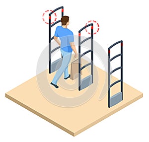 Isometric Anti Theft System. Eas Anti-theft Sensor Gate. Anti Theft Gates for Indoor. Preventing shoplifting scanner