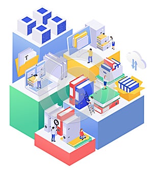 Isometric Archive Documents Composition