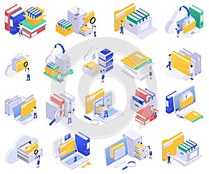Isometric Archive Icon Set