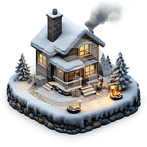 Isometric Cozy Cottage: Minimalist Design photo