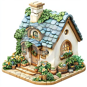 Isometric Cozy Cottage: Minimalist Design photo