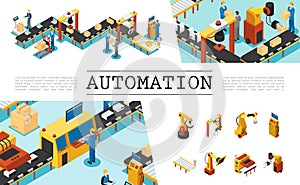 Isometric Automated Factory Elements Set