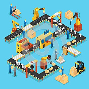 Isometric Automated Production Line Concept photo