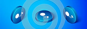 Isometric Ball on chain icon isolated on blue background. Blue circle button. Vector